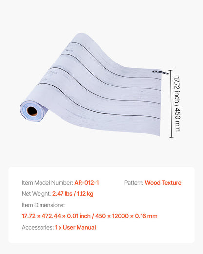 Peel and Stick Wallpaper, 45cm x 12m Contact Paper White Wood Textured Waterpoof Self Adhesive, Easy to Clean & Peel Wall Decorative Vinyl Roll for Bedroom Kitchen Office Bathroom Desk