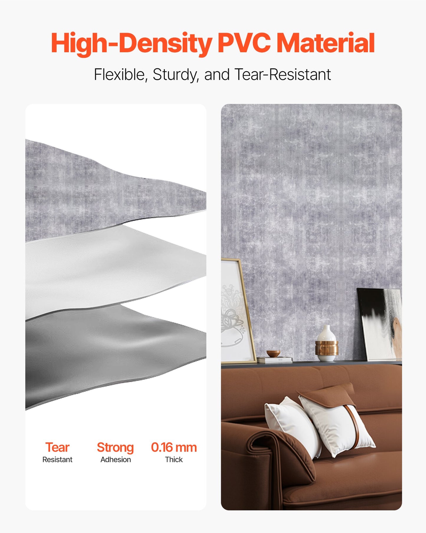 Peel and Stick Wallpaper, 40cm x 15m Contact Paper Waterpoof Self Adhesive, Easy to Clean Wall Decorative Vinyl Roll for Bedroom Kitchen Office Bathroom,Dark Gray Industrial Style