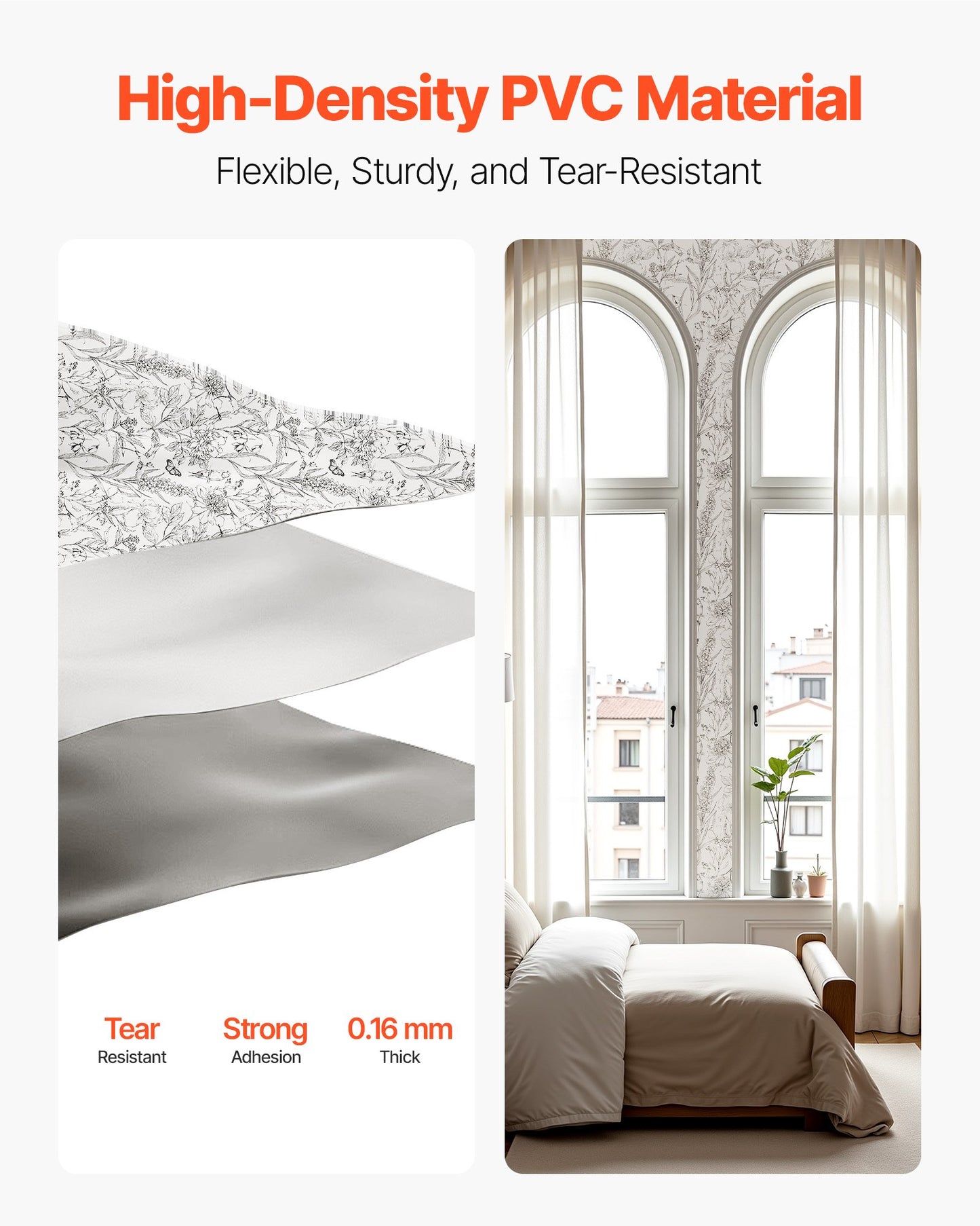 Peel and Stick Wallpaper, 45cm x 10m Contact Paper White Line Art Botanical Floral Waterpoof Self Adhesive, Easy to Clean Wall Decorative Vinyl Roll for Bedroom Kitchen Office Bathroom