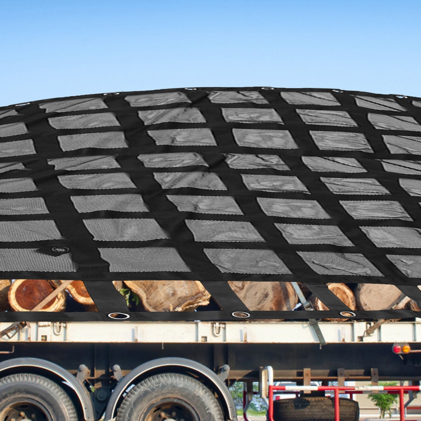 Ladungsnetz mit Maschengewebe, 2,44 m x 2,04 m großes Ladungsnetz für Pickup-Ladeflächen, robustes Ladungsnetz mit Klemmschnallen, S-Haken und Kreuzgurt, Ladungsnetz für Ladeflächen von Pickups, Anhängern, SUVs und Jeeps (2,44 m x 2,03 m)