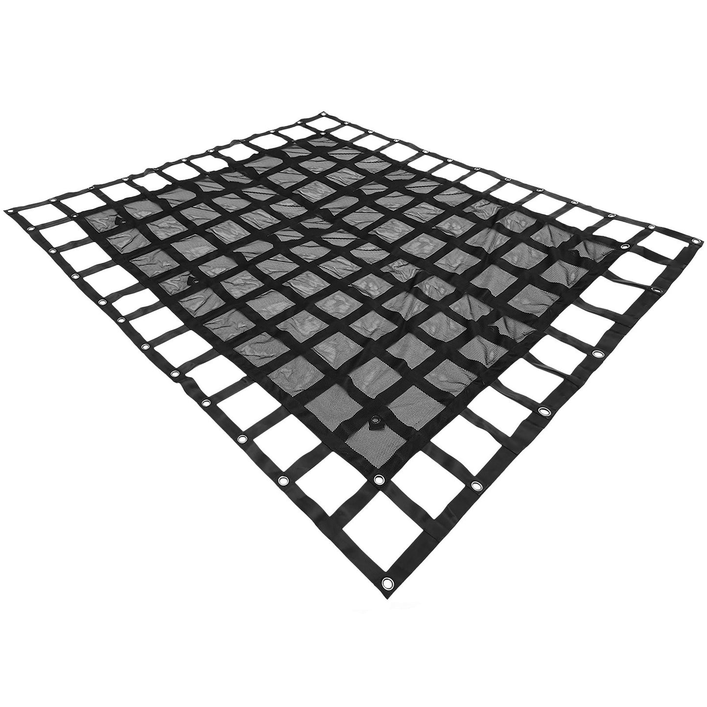 Ladungsnetz mit Maschengewebe, 2,44 m x 2,04 m großes Ladungsnetz für Pickup-Ladeflächen, robustes Ladungsnetz mit Klemmschnallen, S-Haken und Kreuzgurt, Ladungsnetz für Ladeflächen von Pickups, Anhängern, SUVs und Jeeps (2,44 m x 2,03 m)