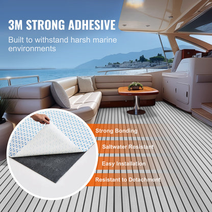 Boat Flooring, EVA Foam Boat Decking 240 x 116.1 cm, Non-Slip Self-Adhesive Flooring, 2.78 m² Marine Carpet for Boats, Yacht, Pontoon, Kayak Decking