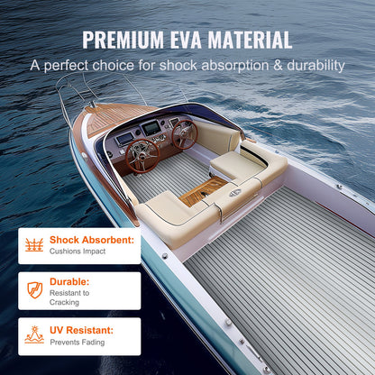 Boat Flooring, EVA Foam Boat Decking 240 x 116.1 cm, Non-Slip Self-Adhesive Flooring, 2.78 m² Marine Carpet for Boats, Yacht, Pontoon, Kayak Decking