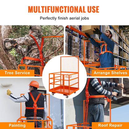 Forklift Safety Cage Work Platform 109 x 114.3 cm 635 kg w/ Wheels for Aerial