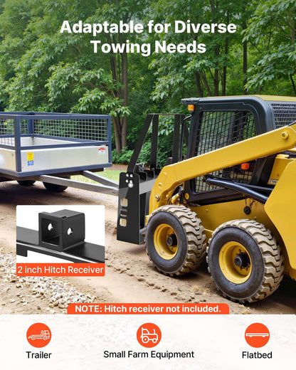 Skid Steer Pallet Fork Frame, 1814 kg Rated Capacity, 115 cm Pallet Fork Frame Attachments with 50.8 mm Hitch Receiver & Spear Sleeves, Fit for Quick Attach Tractor Loaders, Frame Only