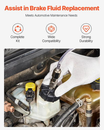 Brake Master Bleeder Kit, 12 Pcs, Professional Brake Bleeder Adapter Set with Complete Kit & Handle, Durable Brake Bleeder Adapter for Brake Fluid Filling Fit for Most New & Old Vehicles