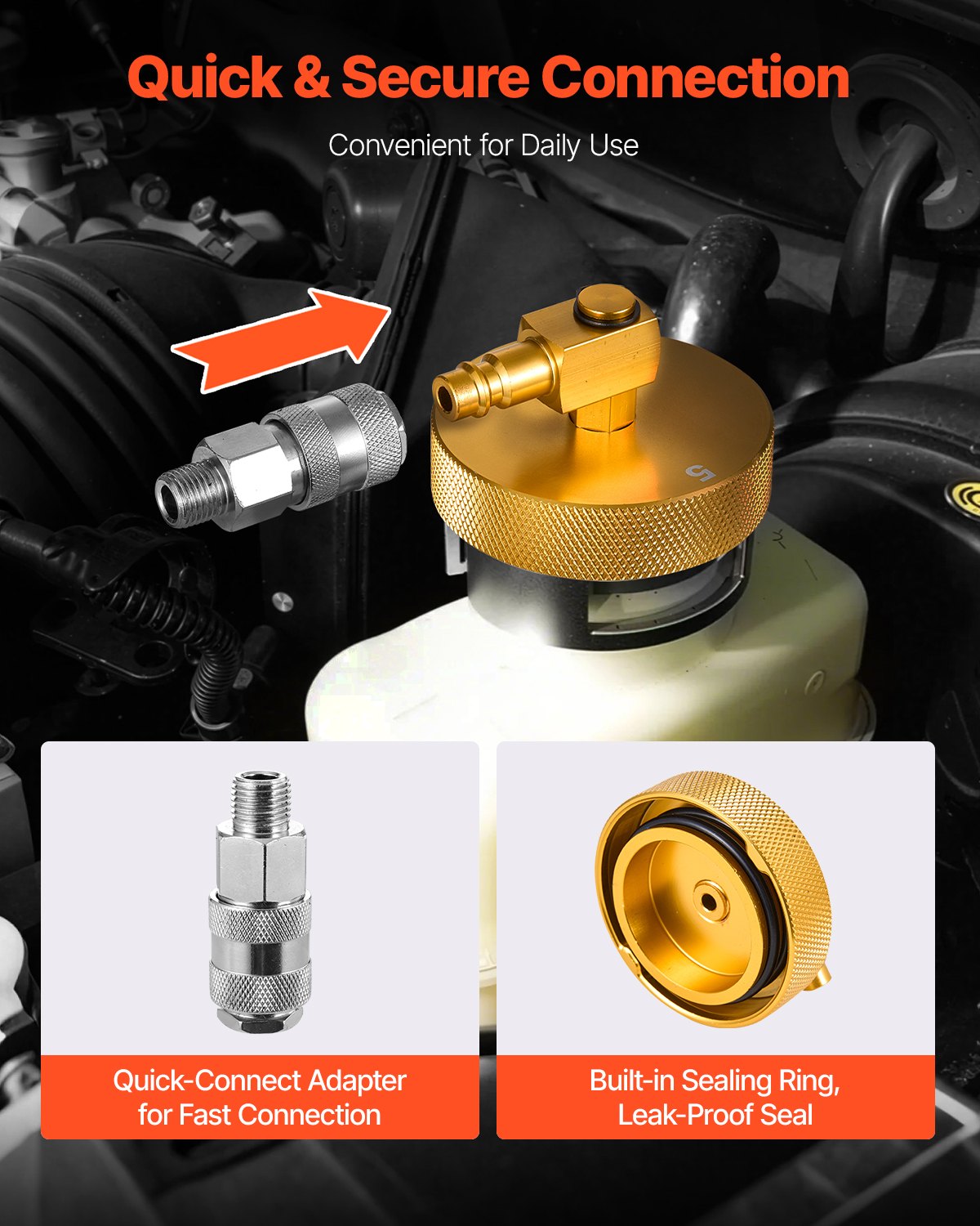 Brake Master Bleeder Kit, 17 Pcs, Professional Brake Bleeder Adapter Set with Complete Kit & Handle, Durable Brake Bleeder Adapter for Brake Fluid Filling Fit for Most New & Old Vehicles