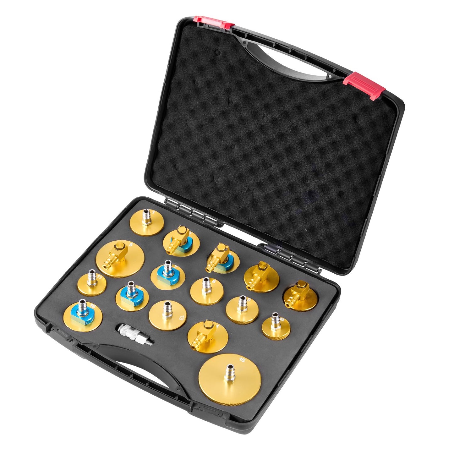 Brake Master Bleeder Kit, 17 Pcs, Professional Brake Bleeder Adapter Set with Complete Kit & Handle, Durable Brake Bleeder Adapter for Brake Fluid Filling Fit for Most New & Old Vehicles