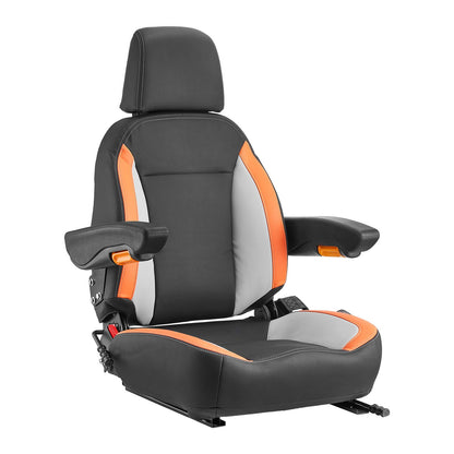 Universeller Gabelstaplersitz, Traktorsitz mit verstellbarer Rückenlehne, Armlehne, Kopfstütze und Sicherheitsgurt, sicherer Traktorsitz mit Mikroschalter, ergonomischer Rasenmähersitz für Kompaktlader und Bulldozer