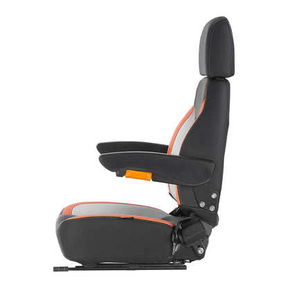 Universeller Gabelstaplersitz, Traktorsitz mit verstellbarer Rückenlehne, Armlehne, Kopfstütze und Sicherheitsgurt, sicherer Traktorsitz mit Mikroschalter, ergonomischer Rasenmähersitz für Kompaktlader und Bulldozer