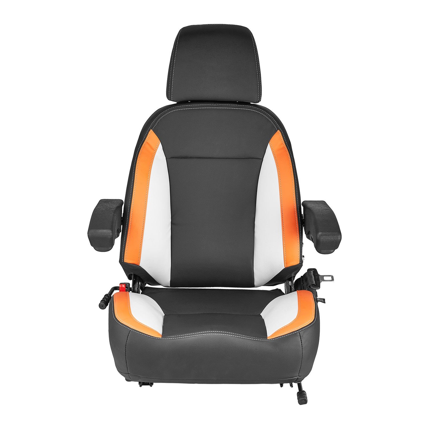 Universeller Gabelstaplersitz, Traktorsitz mit verstellbarer Rückenlehne, Armlehne, Kopfstütze und Sicherheitsgurt, sicherer Traktorsitz mit Mikroschalter, ergonomischer Rasenmähersitz für Kompaktlader und Bulldozer