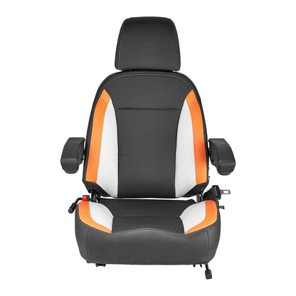 Universeller Gabelstaplersitz, Traktorsitz mit verstellbarer Rückenlehne, Armlehne, Kopfstütze und Sicherheitsgurt, sicherer Traktorsitz mit Mikroschalter, ergonomischer Rasenmähersitz für Kompaktlader und Bulldozer