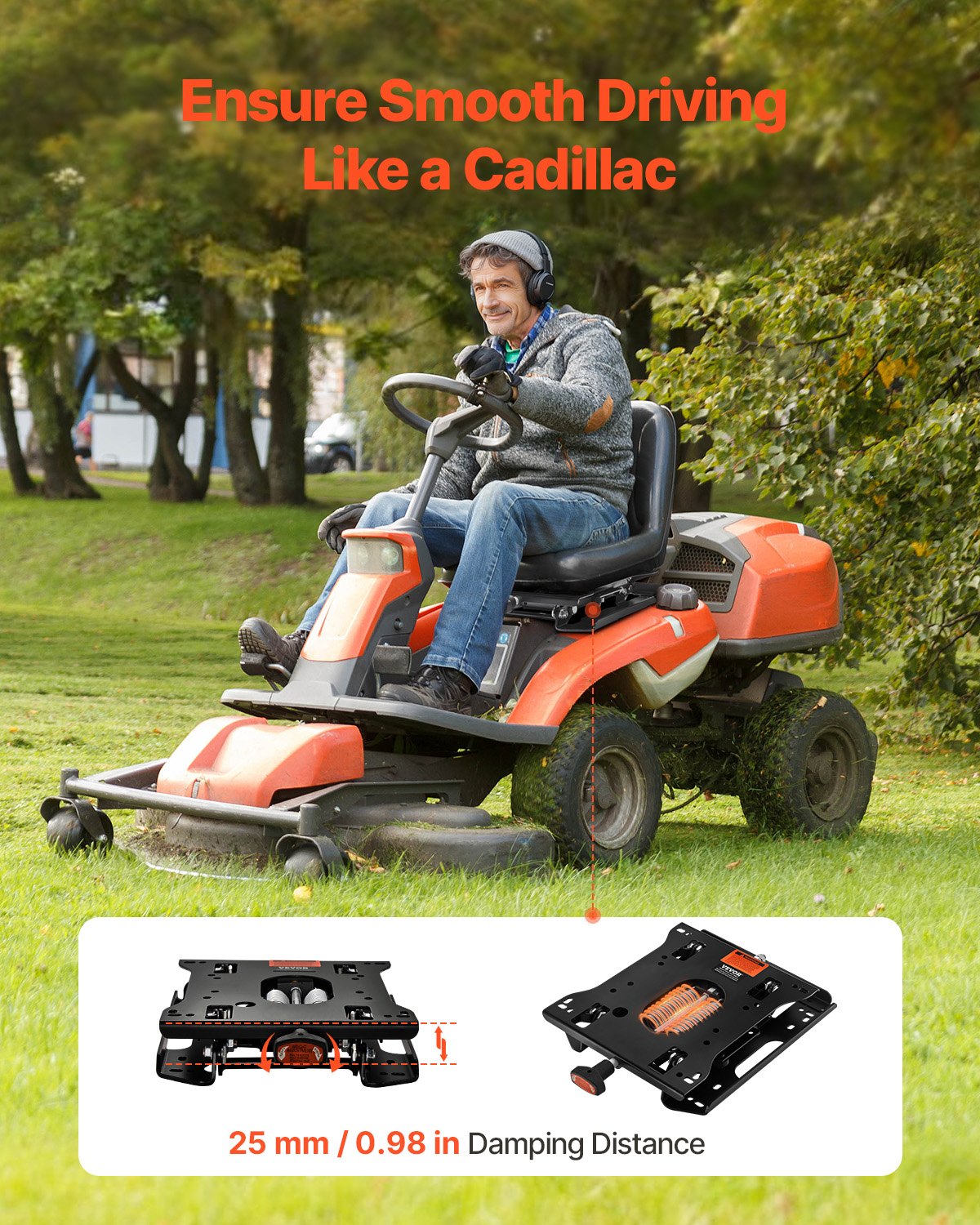 Seat Suspension Kit Without Seat Slider Track, Universal Air Ride Seat Suspension for Zero Turn Lawn Mower, Adjustable Tractor Seat Suspension ‎Kit Compatible with Forklift, Bulldozers Seat