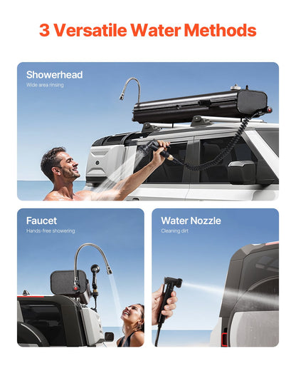 Roof Rack Water Tank, 4.5 Gal, Multi-Dispensing Outdoor Tank with 2 Splash-Guard Panels & T-slot, High-Capacity Aluminum Tank with Pressurization Port, Fit for Trunks, Roll Bars, Crossbars