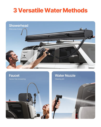 Roof Rack Water Tank, 8 Gal, Multi-Dispensing Outdoor Tank with 2 Splash-Guard Panels & T-slot, High-Capacity Aluminum Tank with Pressurization Port, Fit for Trunks, Roll Bars, Crossbars