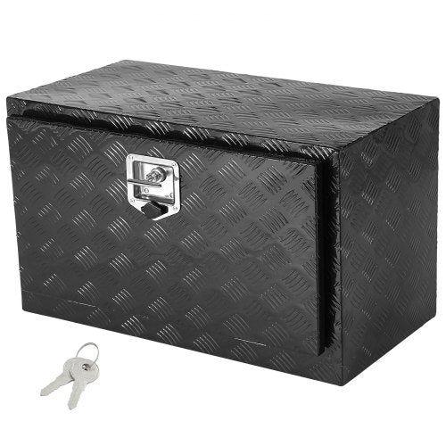 Underbody Truck Box, 30" x 14" x 16" Pickup Storage Box, Heavy Duty Aluminum Diamond Plate Tool Box with Lock and Keys, Waterproof Trailer Storage Box with T-Handle Latch for Truck, Van, Trailer