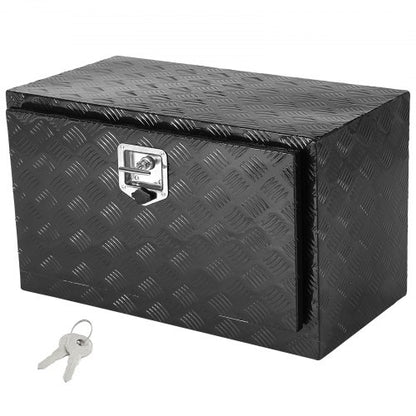 Underbody Truck Box, 30" x 14" x 16" Pickup Storage Box, Heavy Duty Aluminum Diamond Plate Tool Box with Lock and Keys, Waterproof Trailer Storage Box with T-Handle Latch for Truck, Van, Trailer