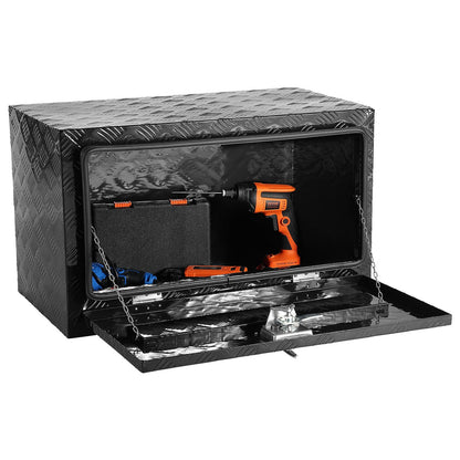 Underbody Truck Box, 36" x 14" x 16" Pickup Storage Box, Heavy Duty Aluminum Diamond Plate Tool Box with Lock and Keys, Waterproof Trailer Storage Box with T-Handle Latch for Truck, Van, Trailer