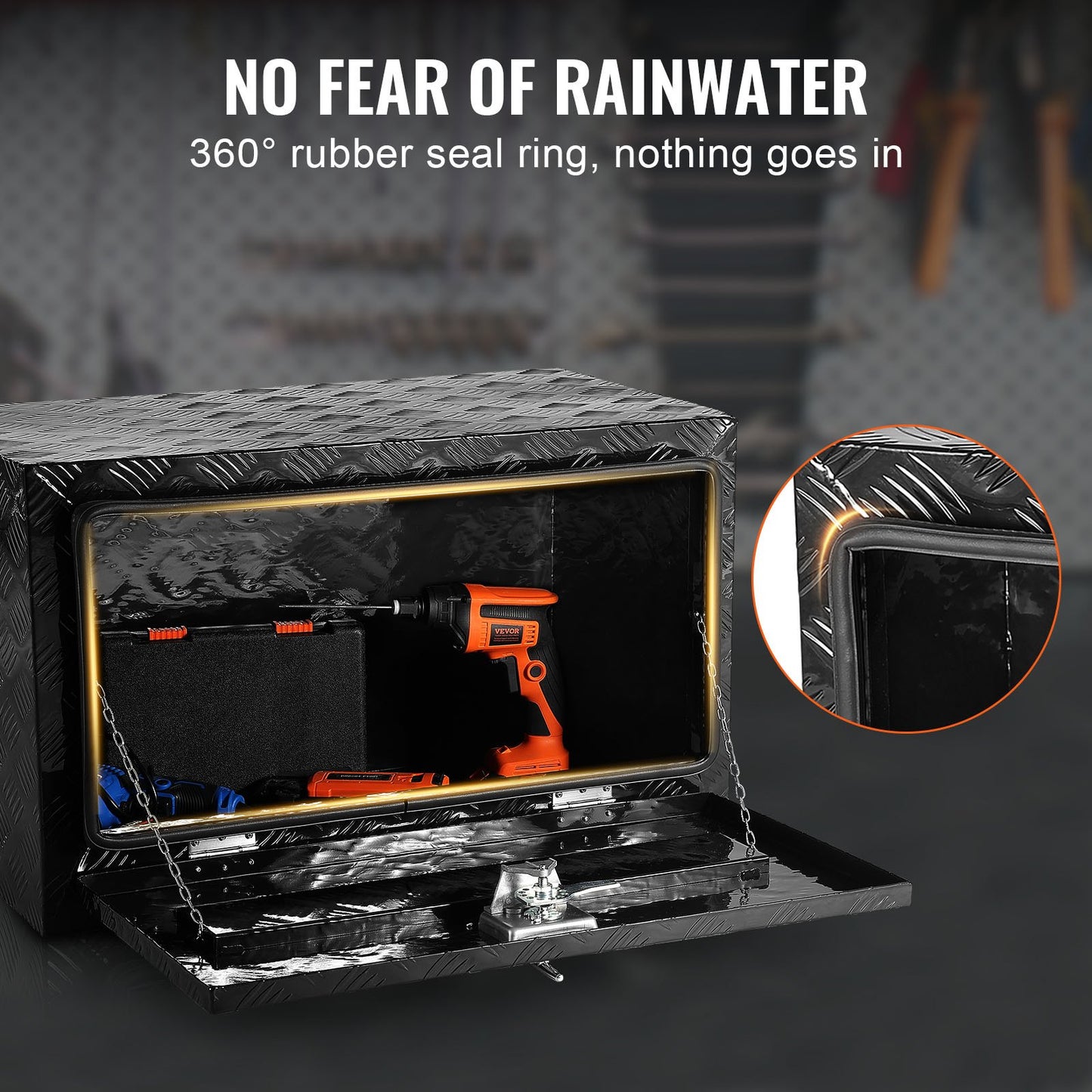 Underbody Truck Box, 36" x 17" x 18" Pickup Storage Box, Heavy Duty Aluminum Diamond Plate Tool Box with Lock and Keys, Waterproof Trailer Storage Box with T-Handle Latch for Truck, Van, Trailer