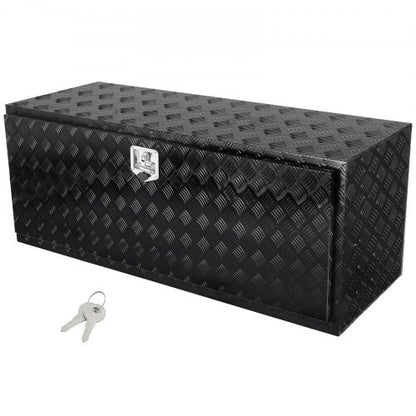 Underbody Truck Box, 60" x 24" x 24" Pickup Storage Box, Heavy Duty Aluminum Diamond Plate Tool Box with Lock and Keys, Waterproof Trailer Storage Box with T-Handle Latch for Truck, Van, Trailer