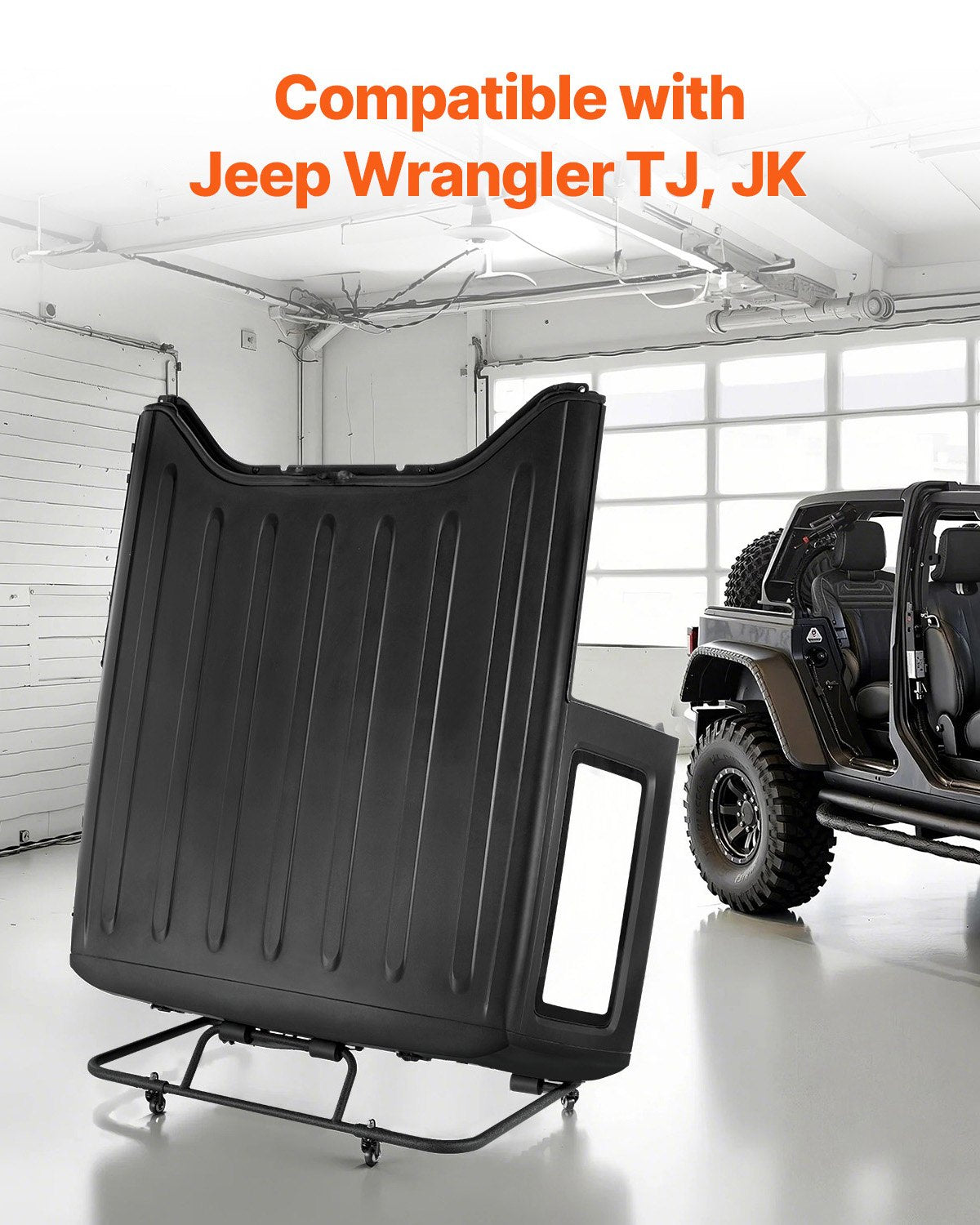 Hardtop Storage Cart, Moveable Sturdy Hard Top Cart, with 3-Adjustable Holes & Thickened Soft Padding, Hardtop Storage Rack with Powder Coating, Fit for Jeep Wrangler TJ, JK, JL