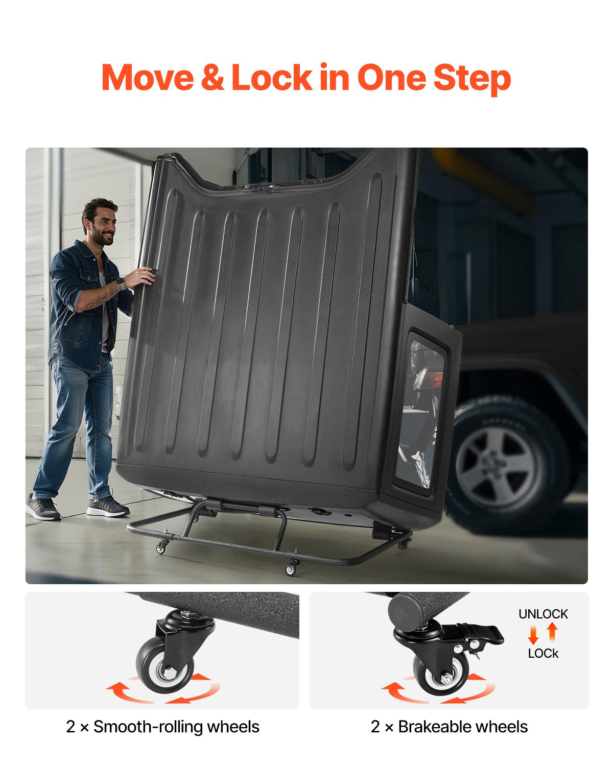 Hardtop Storage Cart, Moveable Sturdy Hard Top Cart, with 3-Adjustable Holes & Thickened Soft Padding, Hardtop Storage Rack with Powder Coating, Fit for Jeep Wrangler TJ, JK, JL