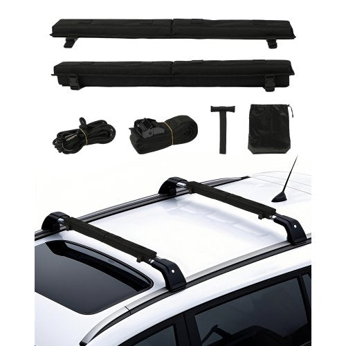 Soft Roof Rack Pads, 30" Universal Car Roof Rack Pad for Various Crossbars, 176LBS Loading Luggage Kayak Carrier with 2 Tie Down Straps, 2 Quick Loop Straps & Storage Bag for SUP Canoe Snowboard