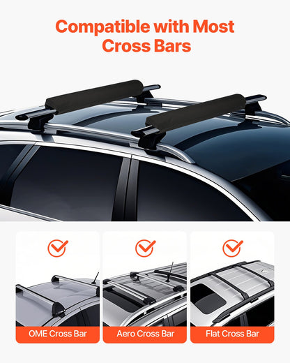 Soft Roof Rack Pads, 28" Universal Car Roof Rack Pads for Various Crossbars, 88LBS Load Capacity Luggage Kayak Carrier with 2 Tie Down Straps & Velcros for SUPs Canoes Snowboards Paddle Boards