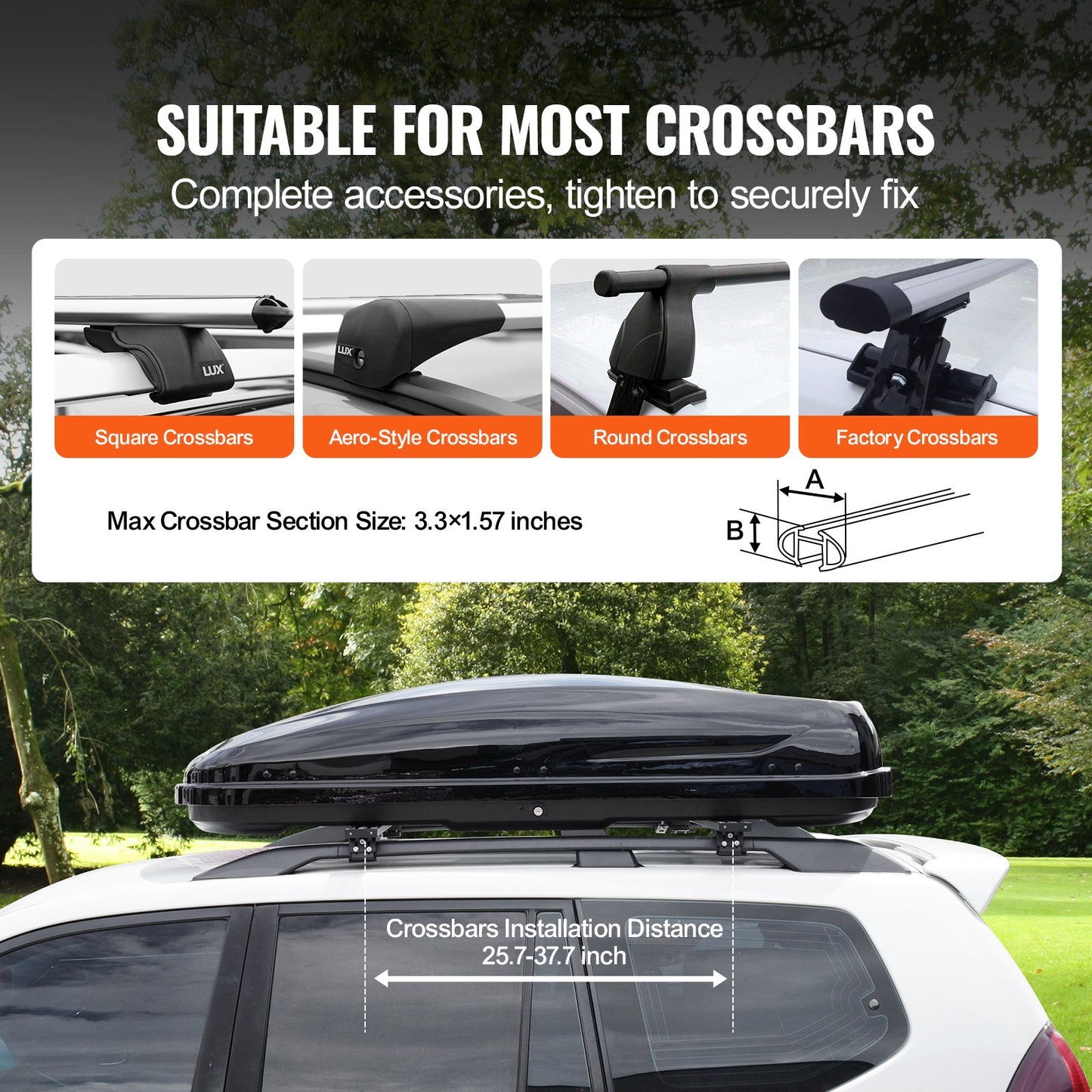 Rooftop Cargo Carrier, 8 Cubic Feet Roof Cargo Box, ABS Hard Shell Roof Box, with Dual-Sided Opening and 2 Reinforced Straps, Aerodynamic, Suitable for most Crossbar, for Car, Wagon, SUV, Black