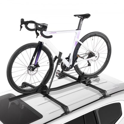 Roof Bike Rack, 15 kg Capacity, Upright Roof Mount Bicycle Rack with Secure Locking System for Most Standard Crossbars, Aluminum Upright Rooftop Bike Rack, 1 Bike Carrier for Car SUV, Black