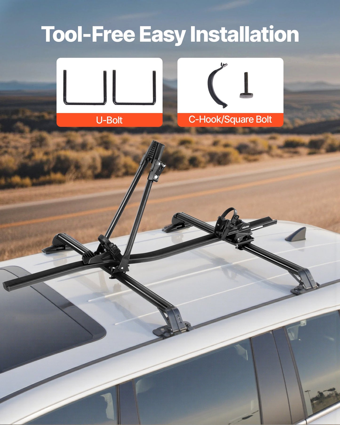 Roof Bike Rack, 15 kg Capacity, Upright Roof Mount Bicycle Rack with Secure Locking System for Most Standard Crossbars, Aluminum Upright Rooftop Bike Rack, 1 Bike Carrier for Car SUV, Black