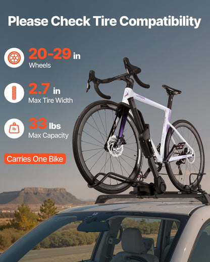 Roof Bike Rack, 15 kg Capacity, Foldable Upright Roof Mount Bicycle Rack with Locking Systems & Adjustable Arm for T-Slot Crossbars, Upright Rooftop Bike Rack 1 Bike Carrier for Car SUV, Black