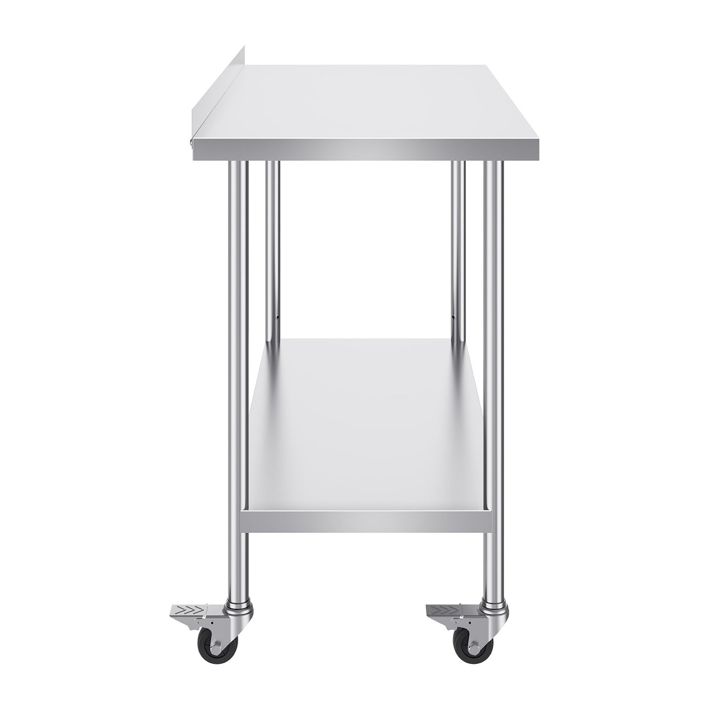 24 x 48 x 40 Inch Stainless Steel Work Table, Commercial Food Prep Worktable with Casters, Heavy Duty Prep Worktable, Metal Work Table with Adjustable Height for Restaurant, Home and Hotel