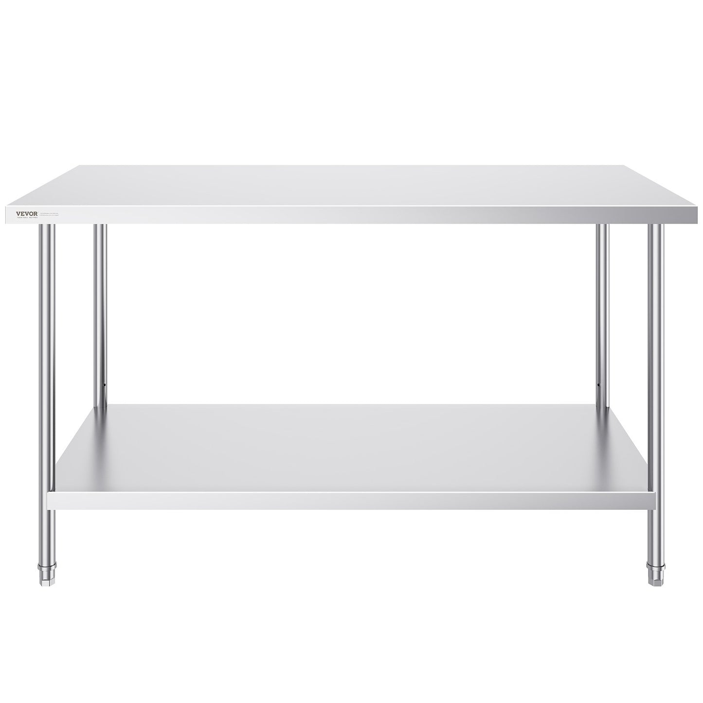 Stainless Steel Prep Table, 30 x 60 x 34 Inch, Heavy Duty Metal Worktable with 3 Adjustable Height Levels, Commercial Workstation for Kitchen Garage Restaurant Backyard