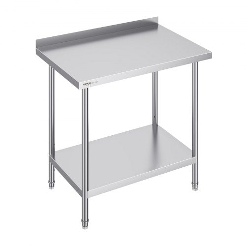24 x 36 x 36 Inch Stainless Steel Work Table, Commercial Food Prep Worktable Heavy Duty Prep Worktable, Metal Work Table with Adjustable Height for Restaurant, Home and Hotel