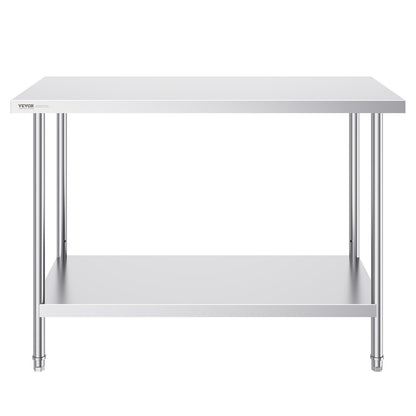 Stainless Steel Work Prep Table Commercial Worktable Food Prep 61x122x86 cm