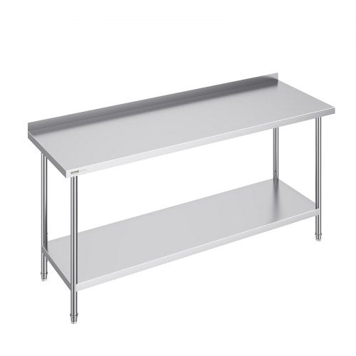 24 x 72 x 36 Inch Stainless Steel Work Table, Commercial Food Prep Worktable Heavy Duty Prep Worktable, Metal Work Table with Adjustable Height for Restaurant, Home and Hotel