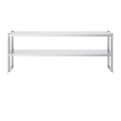 Double Overshelf, Double Tier Stainless Steel Overshelf, 12 x 72 Inch Double Deck Overshelf, Height Adjustable Overshelf Prep Work Table for Kitchen, Restaurant and Workshop