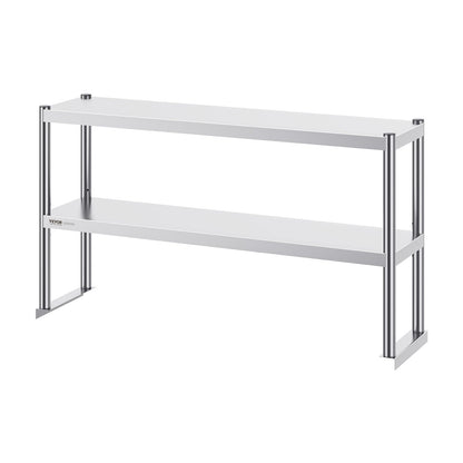 Doppelter Arbeitstisch aus Edelstahl, 12 x 48 Zoll (ca. 30 x 122 cm), höhenverstellbar, für Küche, Restaurant und Werkstatt