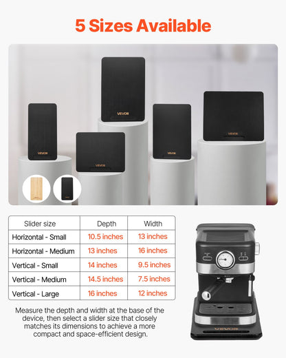 Appliance Slider, Medium 14.5 x 7.5-inch, Rolling Sliding Tray with Silent Rubber Wheels & Hollow Handle, Easy to Clean, Appliance Rolling Tray for Coffee Maker, Kitchen Countertop, Black