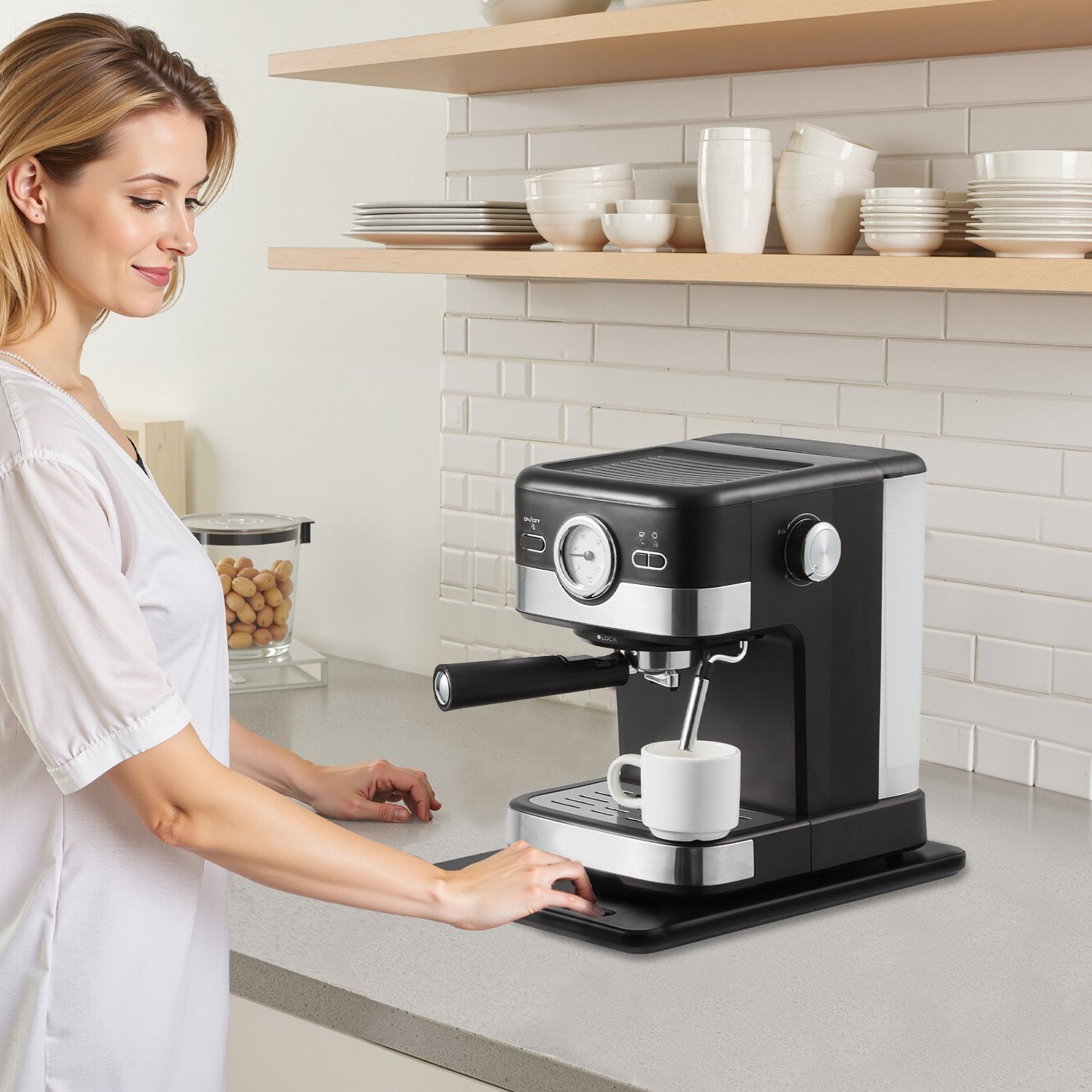 Appliance Slider, Small 14 x 9.5-inch, Rolling Sliding Tray with Silent Rubber Wheels & Hollow Handle, Easy to Clean, Appliance Rolling Tray for Coffee Maker, Kitchen Countertop, Black