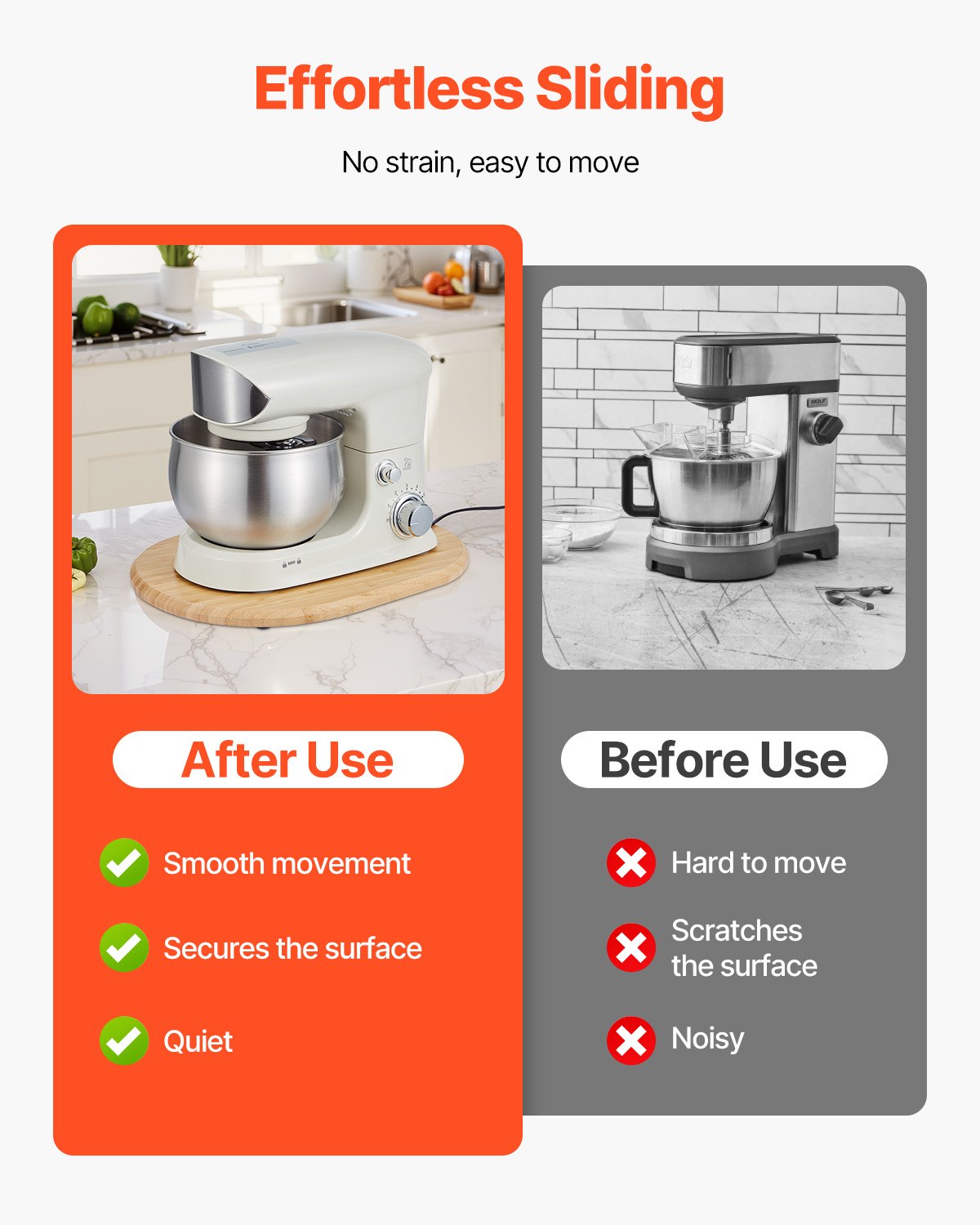 Mixer Slider, Oval 15.7 x 11.1-inch, Appliance Slider Compatible with Tilt Head 5.5-8 Qt Stand Mixer, PTFE Feet, Kitchen Countertop Storage Mover Sliding Tray, Natural Wood