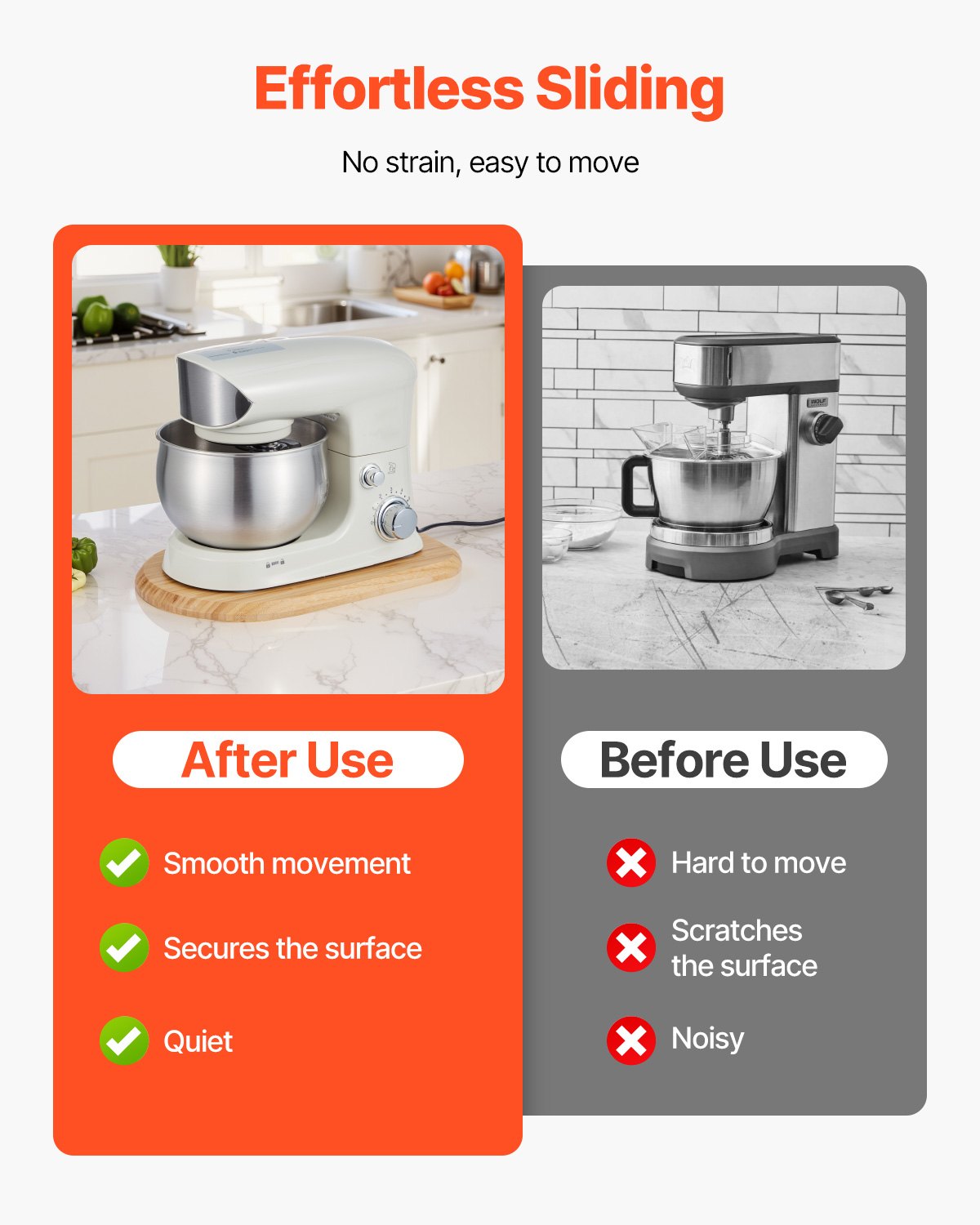 Mixer Slider, Oval 14.5 x 9.4-inch, Appliance Slider Compatible with Tilt Head 4.5-5 Qt Stand Mixer, PTFE Feet, Kitchen Countertop Storage Mover Sliding Tray, Natural Wood