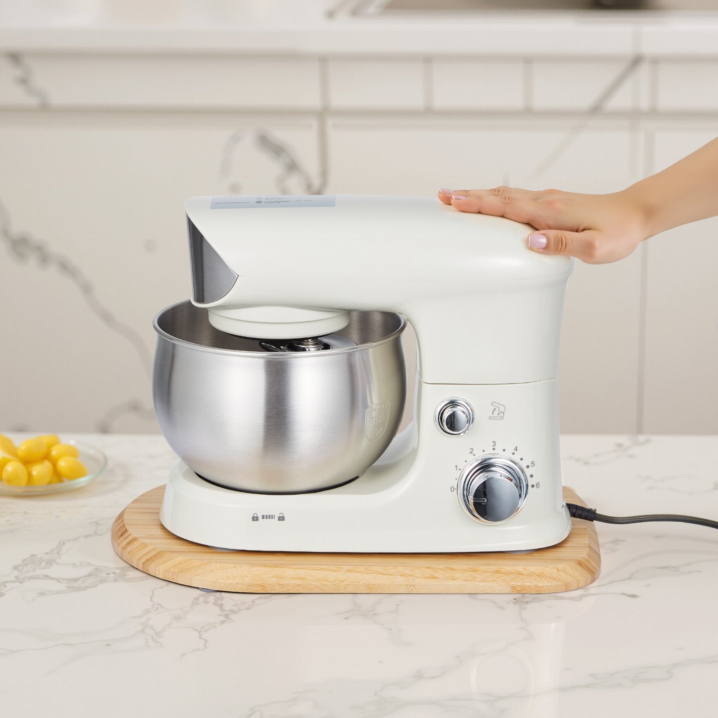 Mixer Slider, Oval 14.5 x 9.4-inch, Appliance Slider Compatible with Tilt Head 4.5-5 Qt Stand Mixer, PTFE Feet, Kitchen Countertop Storage Mover Sliding Tray, Natural Wood