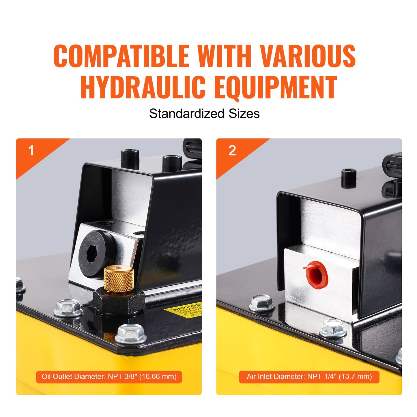 689 bar(10,000PSI) Air Hydraulic Pump, 2.3 L(0.61 Gal) Reservoir, NPT 9.5mm(3/8 In) Oil Outlet, NPT 6.4mm(1/4 In) Inlet, Plastic Air Hydraulic Pump with Remote Control Actuator, for Automobile Frame Machine & Hydraulic Press