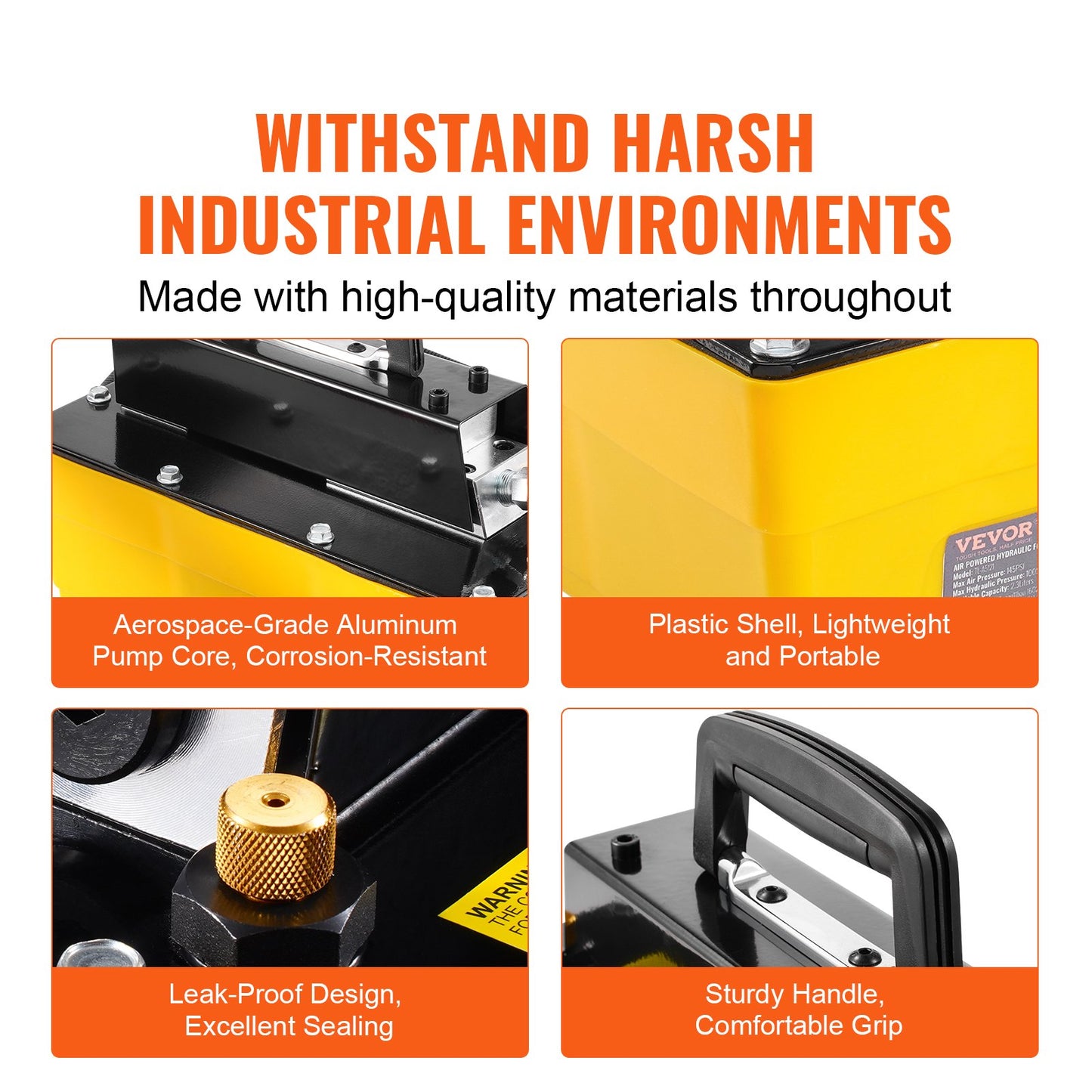 689 bar(10,000PSI) Air Hydraulic Pump, 2.3 L(0.61 Gal) Reservoir, NPT 9.5mm(3/8 In) Oil Outlet, NPT 6.4mm(1/4 In) Inlet, Plastic Air Hydraulic Pump with Remote Control Actuator, for Automobile Frame Machine & Hydraulic Press