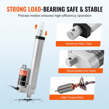 Linear Actuator 12V 15.2 cm 1.4 cm/s High Speed 99.8 kg/1000N IP54 Protection