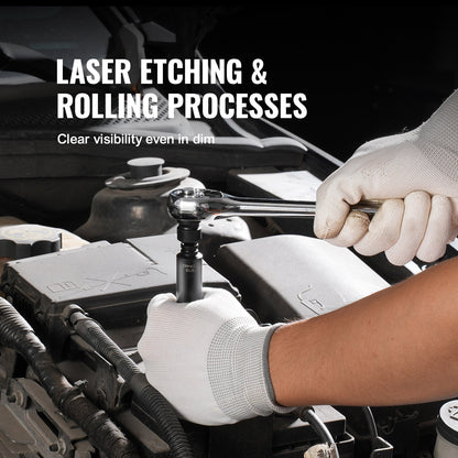 1/4" Drive Impact Socket Set, 48 Piece Deep & Shallow Socket Set SAE 3/16"-9/16" and Metric 4-15mm, 6 Point Cr-Mo Alloy Steel for Auto Repair, Easy-to-Read Size Markings, Storage Case