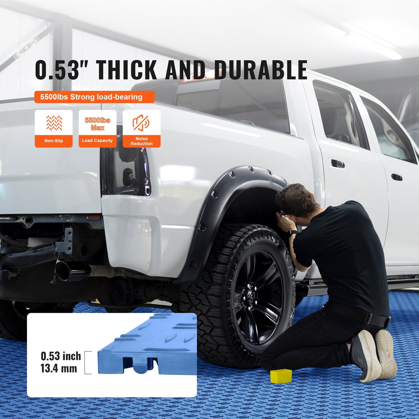 Garage Tiles Interlocking, 12 x 12 x 0.53 inch 25 Pack Garage Floor Covering Tiles, Non-Slip Double-Sided Texture Garage Flooring Tiles, for Garages, Basements, Repair Shops, Blue