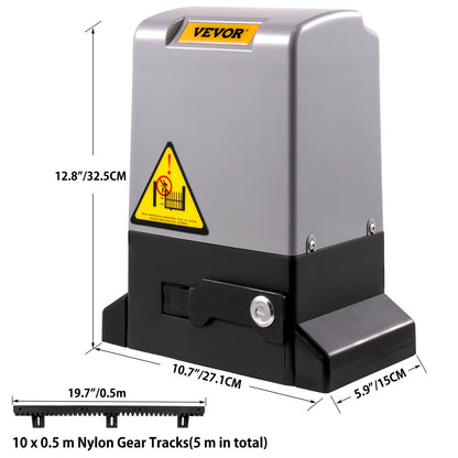 Sliding Gate Opener, 1800 KG 5 m, Automatic Sliding Gate with 4 Remote Controllers & APP Control, Electric Rolling Driveway Slide Gate Motor, Complete Gate Operator Hardware Security System Kit